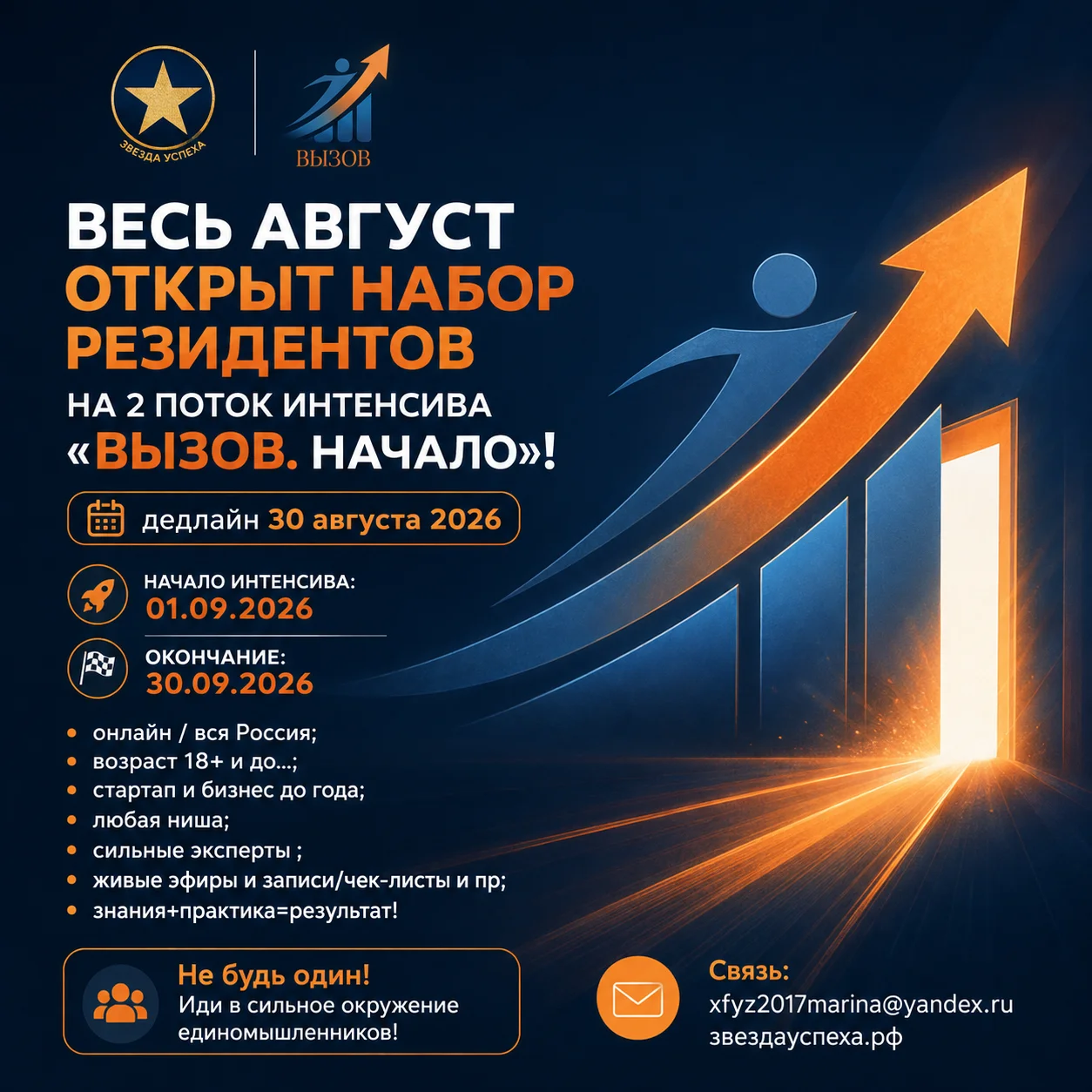 ОТКРЫТ НАБОР РЕЗИДЕНТОВ НА ВТОРОЙ ПОТОК ОНЛАЙН ИНТЕНСИВА "ВЫЗОВ, НАЧАЛО"